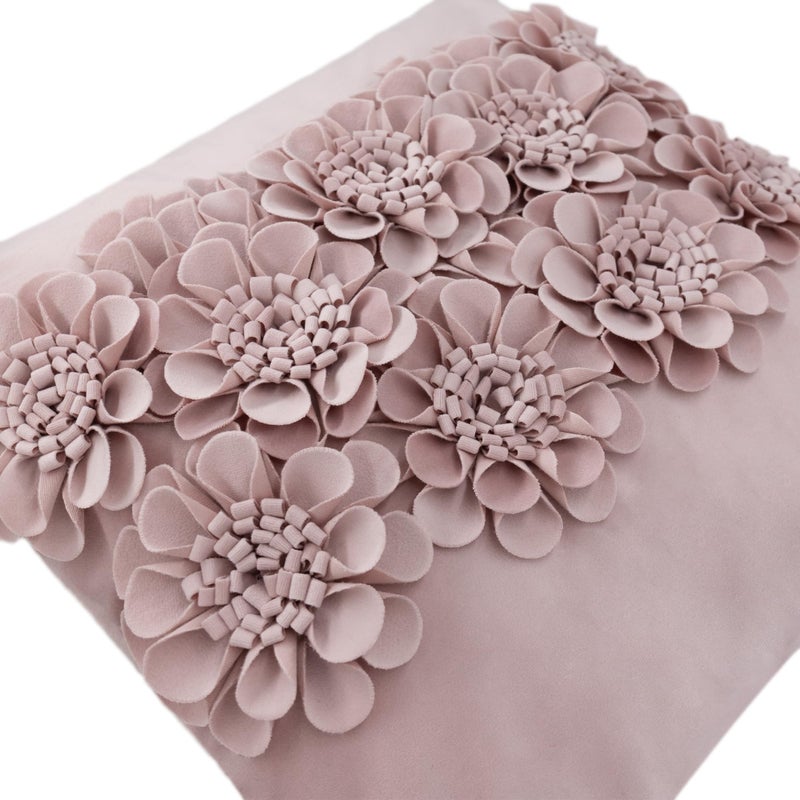 JWH Handmade 3D Flower Throw Pillow Covers Aesthetic Decorative Floral Accent Pillow Cases Stereo Velvet Pillowcase Cute Cushion for Car Bed Couch Bedroom Decor 18x18 Inch Dusty Pink - Image 4